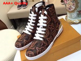 Louis Vuitton Stellar Sneaker Boot Damier Ebene Canvas and Metallic Calf Leather Replica