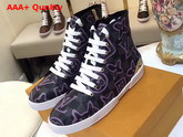 Louis Vuitton Stellar Sneaker Boot Damier Graphite Canvas and Metallic Calf Leather Replica