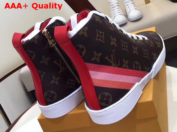 Louis Vuitton Stellar Sneaker Boot Patent Monogram Canvas Golden Metallic Side Zip 1A2A2S Replica