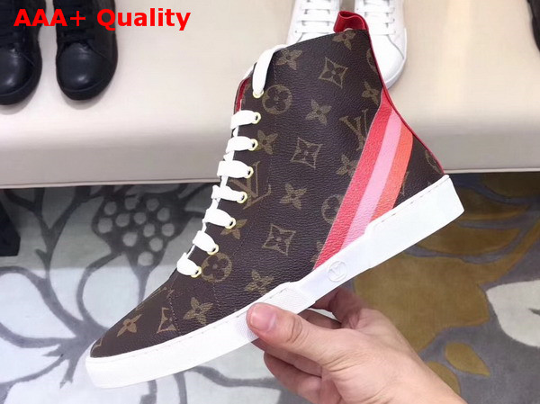 Louis Vuitton Stellar Sneaker Boot Patent Monogram Canvas Golden Metallic Side Zip 1A2A2S Replica