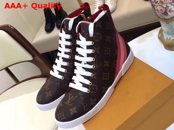 Louis Vuitton Stellar Sneaker Boot Patent Monogram Canvas Golden Metallic Side Zip 1A2A2S Replica