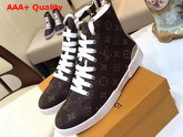 Louis Vuitton Stellar Sneaker Boot Patent Monogram Canvas and Metallic Calf Leather 1A2YZH Replica