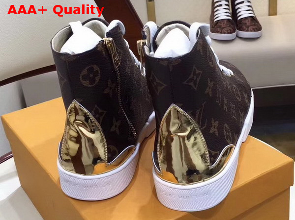 Louis Vuitton Stellar Sneaker Boot Patent Monogram Canvas and Metallic Calf Leather 1A2YZH Replica