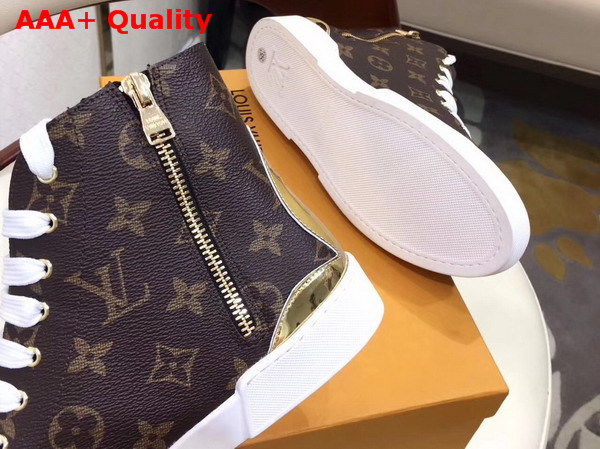 Louis Vuitton Stellar Sneaker Boot Patent Monogram Canvas and Metallic Calf Leather 1A2YZH Replica