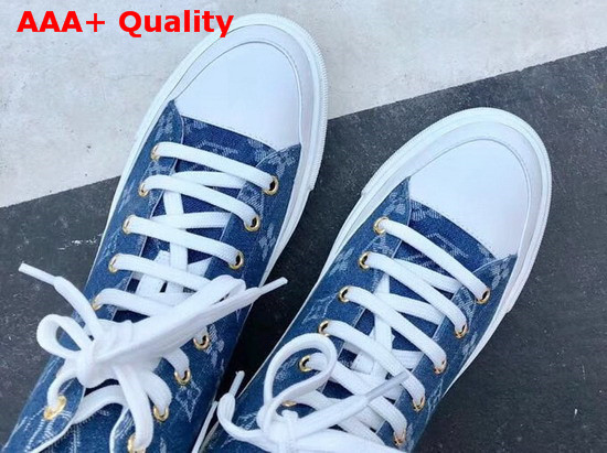 Louis Vuitton Stellar Sneaker Boot in Bleu Jeans Blue Monogram Denim 1A4VTA Replica