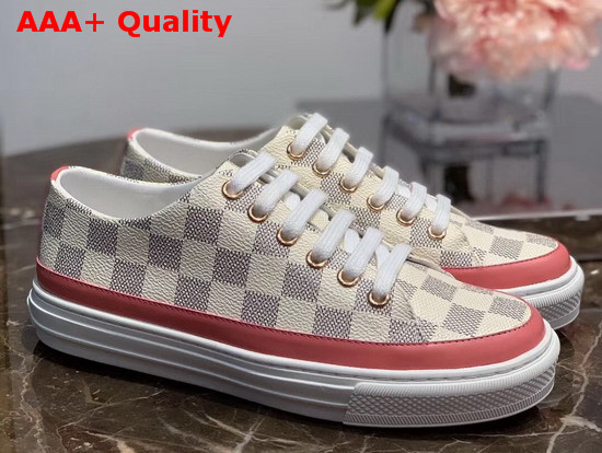 Louis Vuitton Stellar Sneaker in Damier Azur Canvas with Rose Clair Pink Details 1A4XML Replica