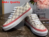 Louis Vuitton Stellar Sneaker in Damier Azur Canvas with Rose Clair Pink Details 1A4XML Replica