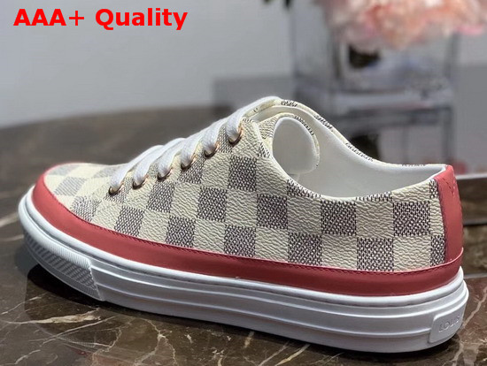 Louis Vuitton Stellar Sneaker in Damier Azur Canvas with Rose Clair Pink Details 1A4XML Replica