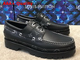 Louis Vuitton Summerland Boat Shoes Noir Plain Calf Leather and Epi Calf Leather 1A5Y7X Replica