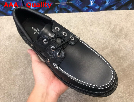 Louis Vuitton Summerland Boat Shoes Noir Plain Calf Leather and Epi Calf Leather 1A5Y7X Replica