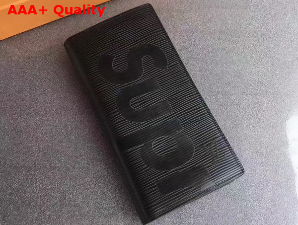 Louis Vuitton Supreme Brazza Wallet in Black Supple Epi Leather Replica