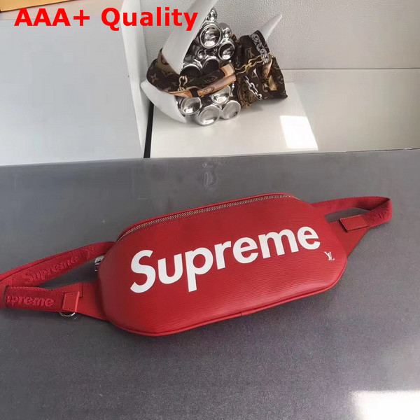 Louis Vuitton Supreme Collaboration Belt Bag in Red Epi Leather Replica