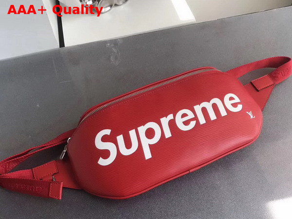 Louis Vuitton Supreme Collaboration Belt Bag in Red Epi Leather Replica