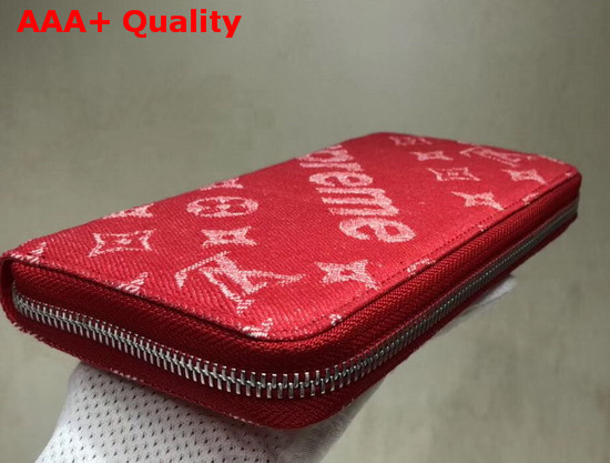 Louis Vuitton Supreme Zippy Wallet in Red Monogram Denim Replica