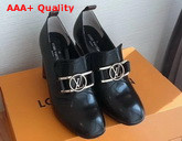 Louis Vuitton Swift Loafer Black Glazed Calf Leather and Monogram Canvas 1A7U6J Replica