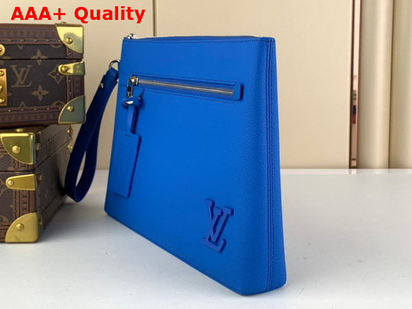 Louis Vuitton Takeoff Pouch in Bright Blue Aerogram Leather M82270 Replica