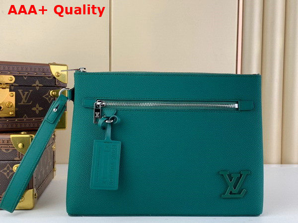 Louis Vuitton Takeoff Pouch in Evergreen Aerogram Leather Replica