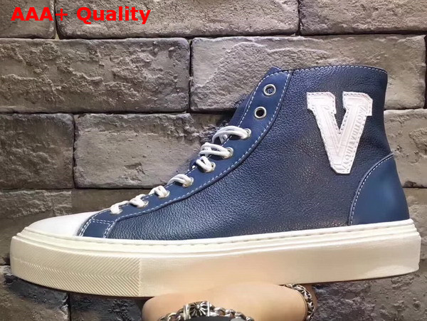 Louis Vuitton Tattoo Sneaker Boot Bleu Grained Calf Leather 1A37SZ Replica