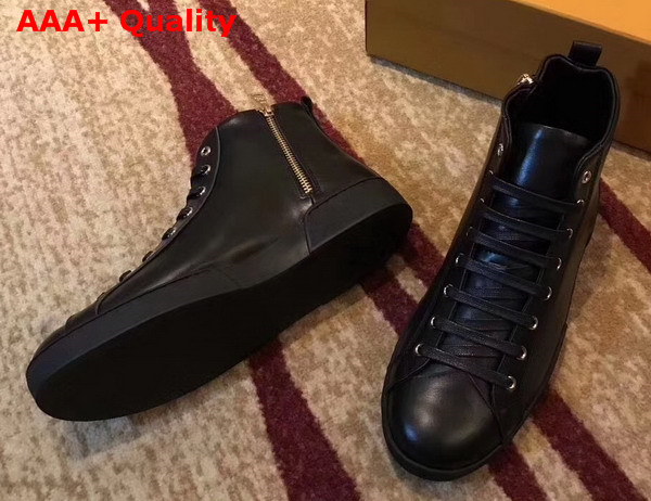 Louis Vuitton Tattoo Sneaker Boot in Black Smooth Calf Leather 1A37TE Replica