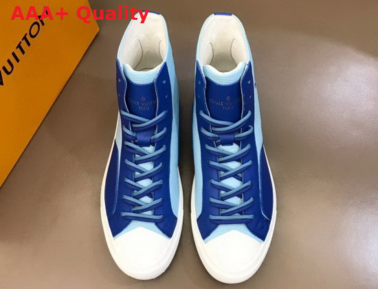 Louis Vuitton Tattoo Sneaker Boot in Blue Grained Calf Leather 1A8XW6 Replica