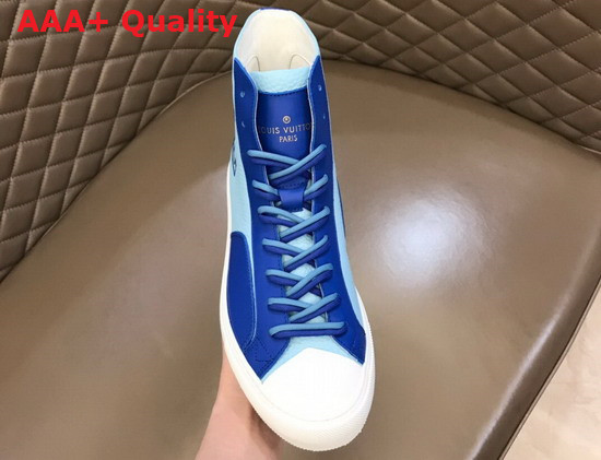 Louis Vuitton Tattoo Sneaker Boot in Blue Grained Calf Leather 1A8XW6 Replica