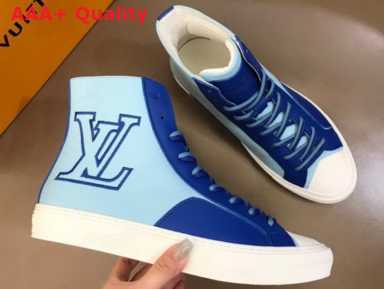 Louis Vuitton Tattoo Sneaker Boot in Blue Grained Calf Leather 1A8XW6 Replica