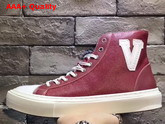 Louis Vuitton Tattoo Sneaker Boot in Rouge Grained Calf Leather 1A37TE Replica