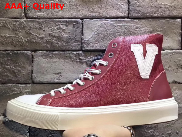 Louis Vuitton Tattoo Sneaker Boot in Rouge Grained Calf Leather 1A37TE Replica