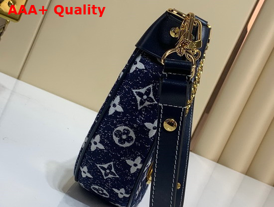 Louis Vuitton The Half Moon Loop Baguette Handbag in Navy Blue Monogram Denim Jacquard Textile M81166 Replica