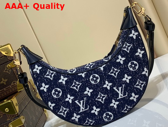 Louis Vuitton The Half Moon Loop Baguette Handbag in Navy Blue Monogram Denim Jacquard Textile M81166 Replica