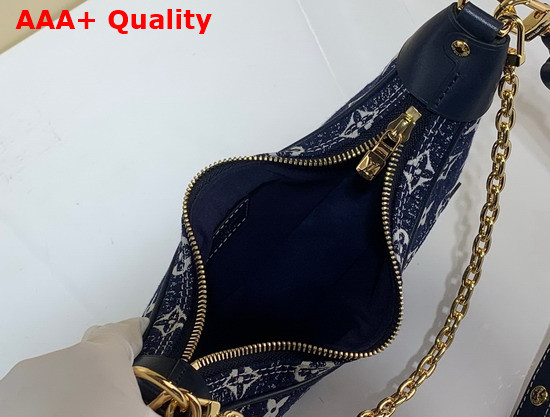 Louis Vuitton The Half Moon Loop Baguette Handbag in Navy Blue Monogram Denim Jacquard Textile M81166 Replica