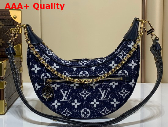 Louis Vuitton The Half Moon Loop Baguette Handbag in Navy Blue Monogram Denim Jacquard Textile M81166 Replica