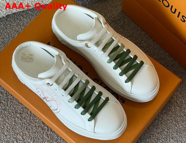 Louis Vuitton Time Out Open Back Sneaker Khaki Green Printed Calf Leather 1AA1D6 Replica