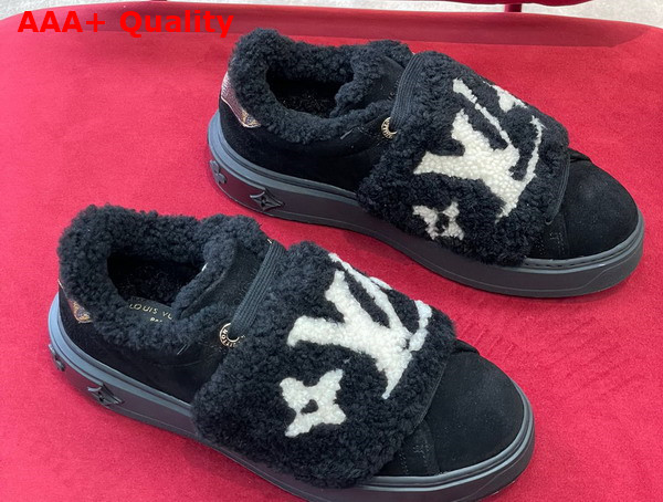 Louis Vuitton Time Out Sneaker Black Suede Calf Leather and Shearling 1AADTK Replica