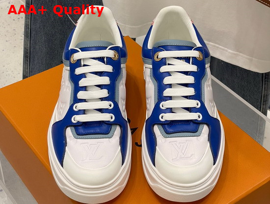 Louis Vuitton Time Out Sneaker Blue Monogram Embossed Lambskin with Colorful Calf Leather Trim 1A8VV9 Replica