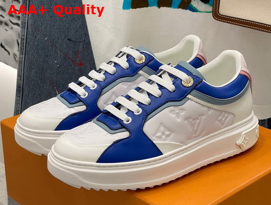 Louis Vuitton Time Out Sneaker Blue Monogram Embossed Lambskin with Colorful Calf Leather Trim 1A8VV9 Replica