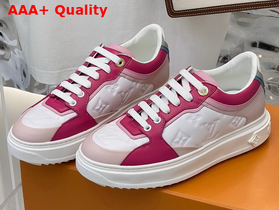 Louis Vuitton Time Out Sneaker Fuchsia Monogram Embossed Lambskin with Colorful Calf Leather Trim 1A8WK6 Replica