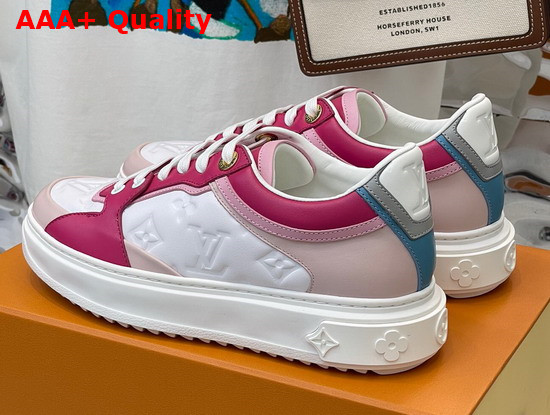 Louis Vuitton Time Out Sneaker Fuchsia Monogram Embossed Lambskin with Colorful Calf Leather Trim 1A8WK6 Replica