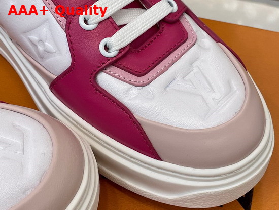 Louis Vuitton Time Out Sneaker Fuchsia Monogram Embossed Lambskin with Colorful Calf Leather Trim 1A8WK6 Replica