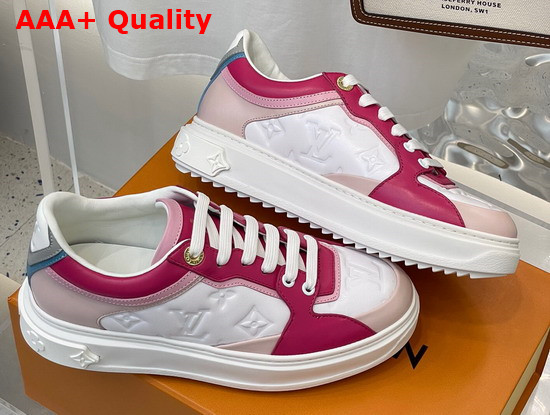 Louis Vuitton Time Out Sneaker Fuchsia Monogram Embossed Lambskin with Colorful Calf Leather Trim 1A8WK6 Replica