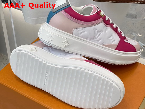 Louis Vuitton Time Out Sneaker Fuchsia Monogram Embossed Lambskin with Colorful Calf Leather Trim 1A8WK6 Replica