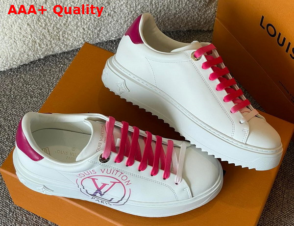 Louis Vuitton Time Out Sneaker Fuchsia Pink Printed Calf Leather 1AA1BU Replica