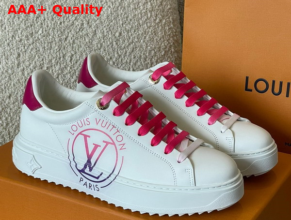 Louis Vuitton Time Out Sneaker Fuchsia Pink Printed Calf Leather 1AA1BU Replica