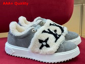 Louis Vuitton Time Out Sneaker Grey Suede Calf Leather and Shearling Replica