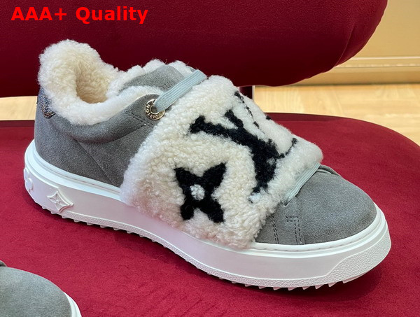 Louis Vuitton Time Out Sneaker Grey Suede Calf Leather and Shearling Replica