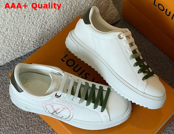 Louis Vuitton Time Out Sneaker Khaki Green Printed Calf Leather 1AA1CA Replica