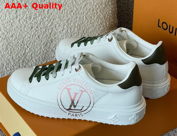 Louis Vuitton Time Out Sneaker Khaki Green Printed Calf Leather 1AA1CA Replica