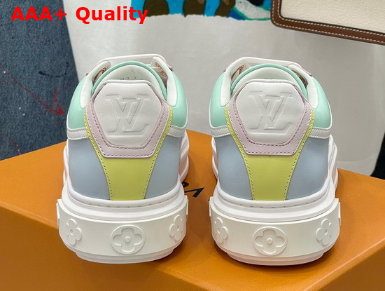 Louis Vuitton Time Out Sneaker Light Blue Monogram Embossed Lambskin with Colorful Calf Leather Trim Replica