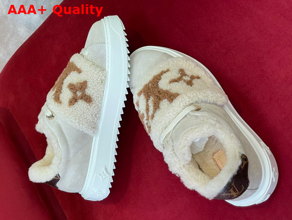 Louis Vuitton Time Out Sneaker Nude Suede Calf Leather and Shearling 1AADU0 Replica