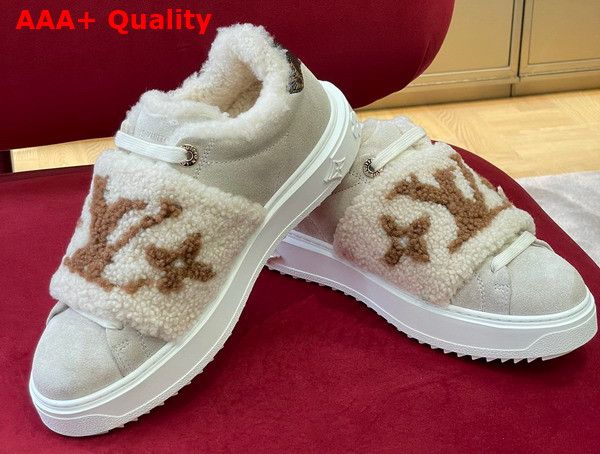 Louis Vuitton Time Out Sneaker Nude Suede Calf Leather and Shearling 1AADU0 Replica